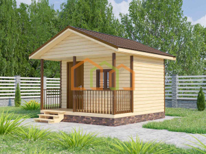 Каркасный дачный домик с террасой Липа (КТ)